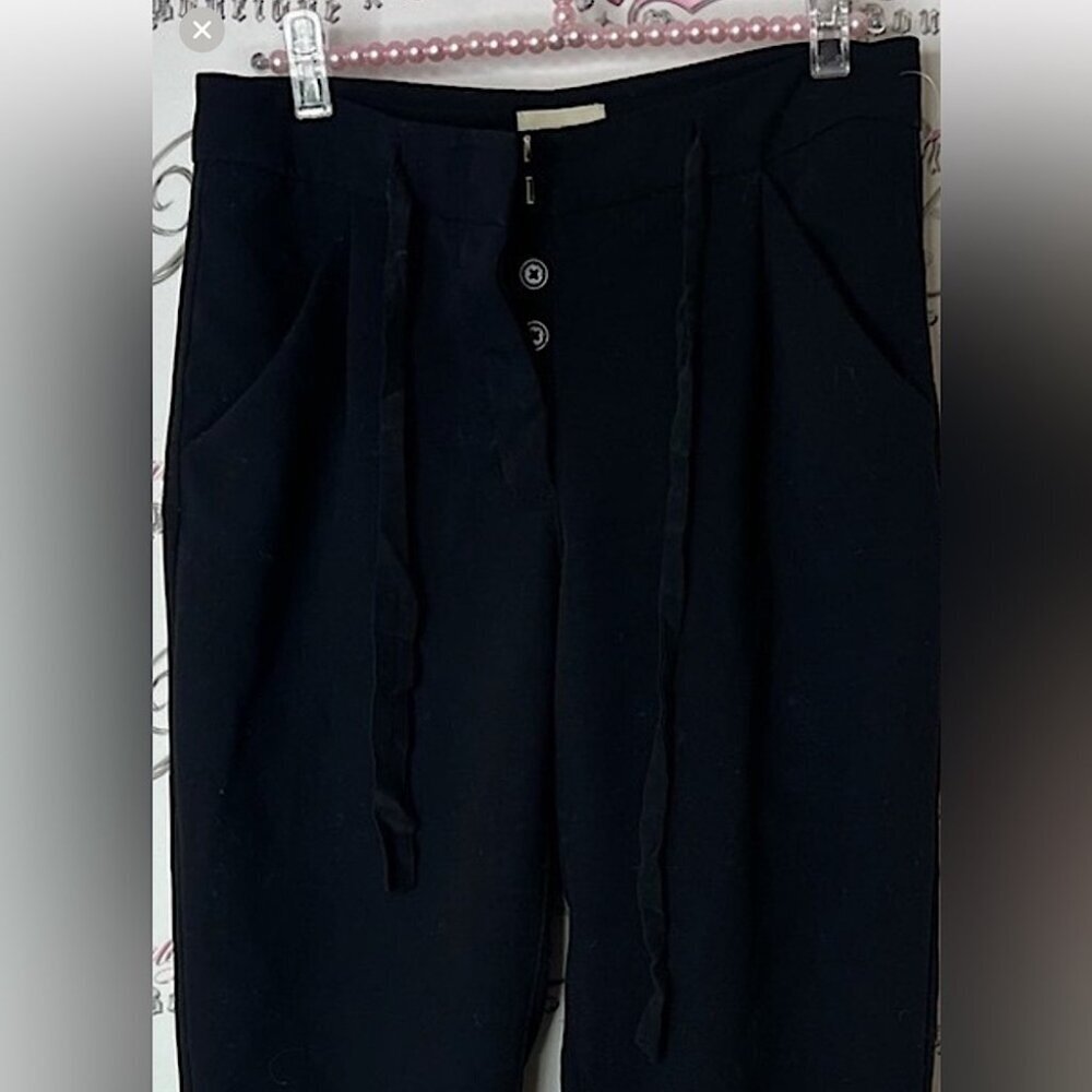 Wilfred Black Cropped Trousers buttons tie up belt ribbon - Picture 2 of 5
